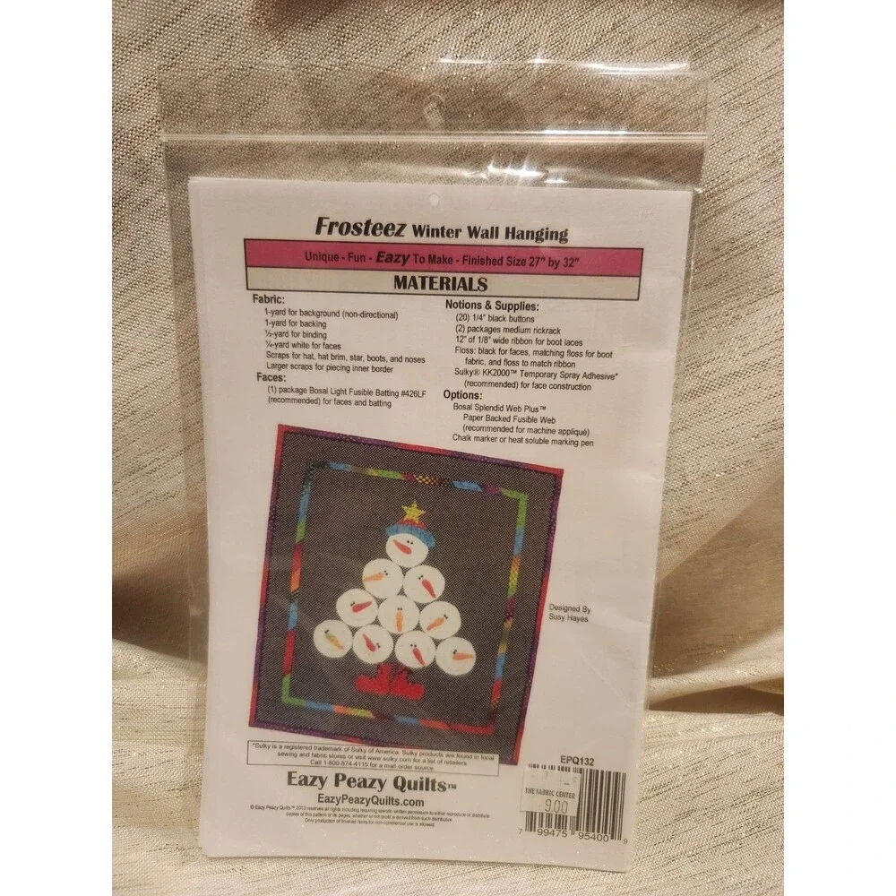 Easy Peazy Sew So Easy Frosteez Winter Wall Hanging Pattern #EPQ132 NEW 27X32